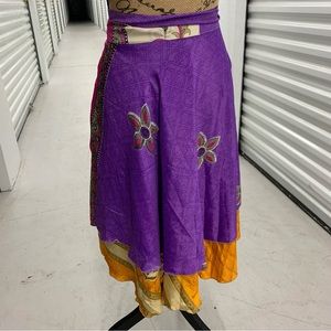 Grow With Me Silk Wrap Skirt Upcycled Sarees Fits Toddler-Girls 8/10